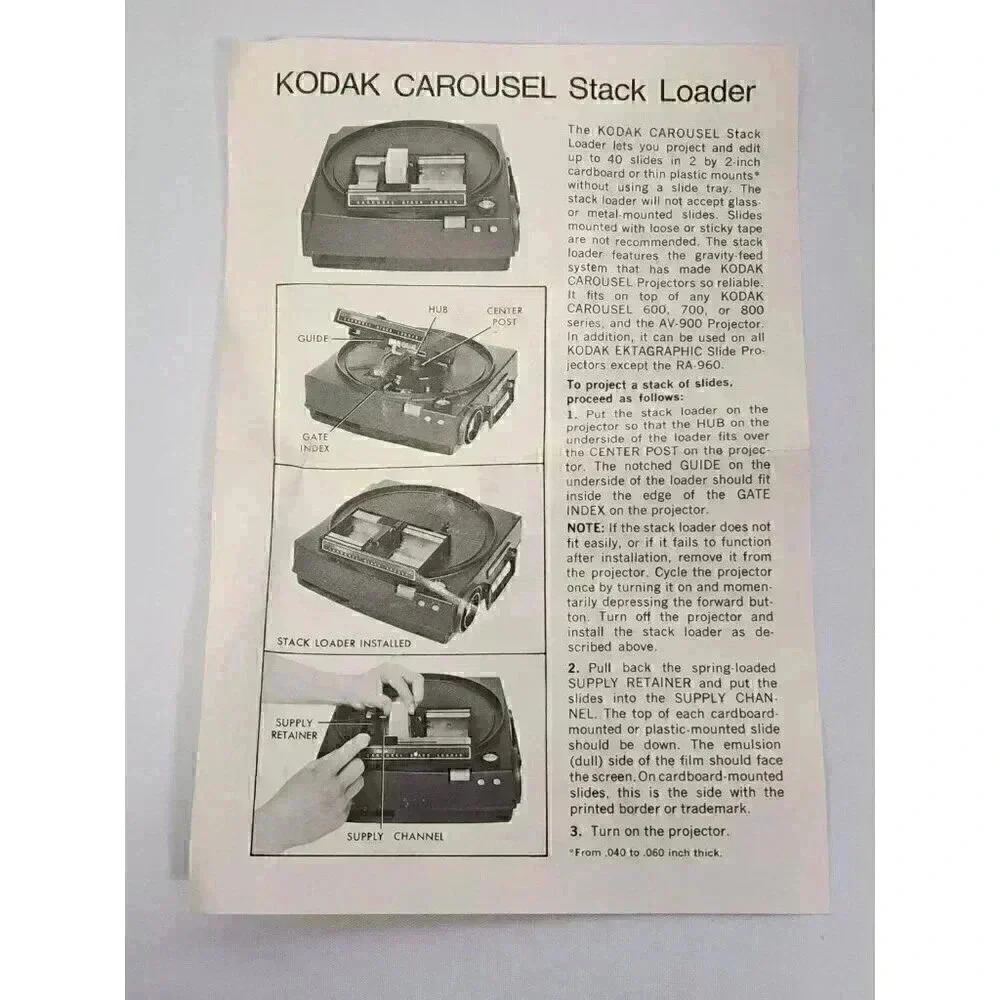Kodak Carousel Stack Loader‎ Model B40 Slide Tray Vintage in Box w/Instructions - Picture 16 of 16